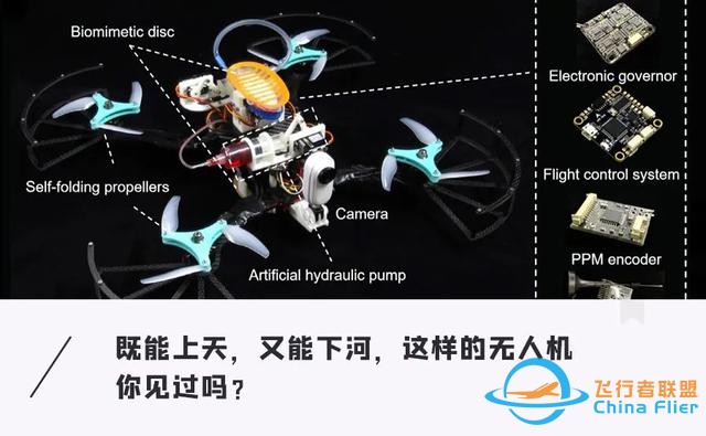 國內(nèi)首創(chuàng)兩棲無人機(jī)！上天入水一秒切換，還有神奇「仿生」配件-8934
